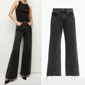 Veronica Beard Taylor Relaxed Wide Leg High Rise Jeans Black